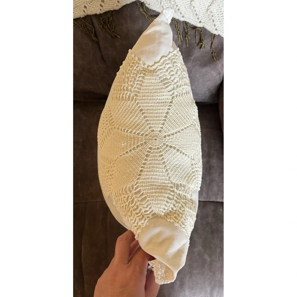 Vintage‎ Handmade Cross Stitch Floral Throw Pillow Cottagecore Shabby Chic Decor